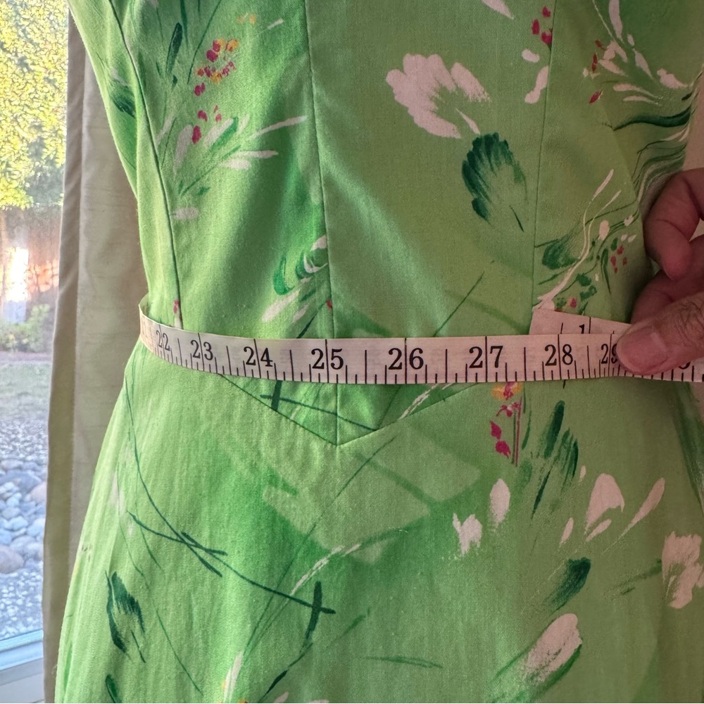 Vintage Deweese Design Green Floral Dress 7/8 - Picture 7 of 11